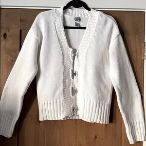 Chico's Chunky Metal Clasp Cardigan Sweater Womens 1/M Cotton 90’s Y2K Preppy